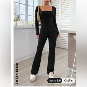 Flare Leg Long Sleeve Jumpsuit